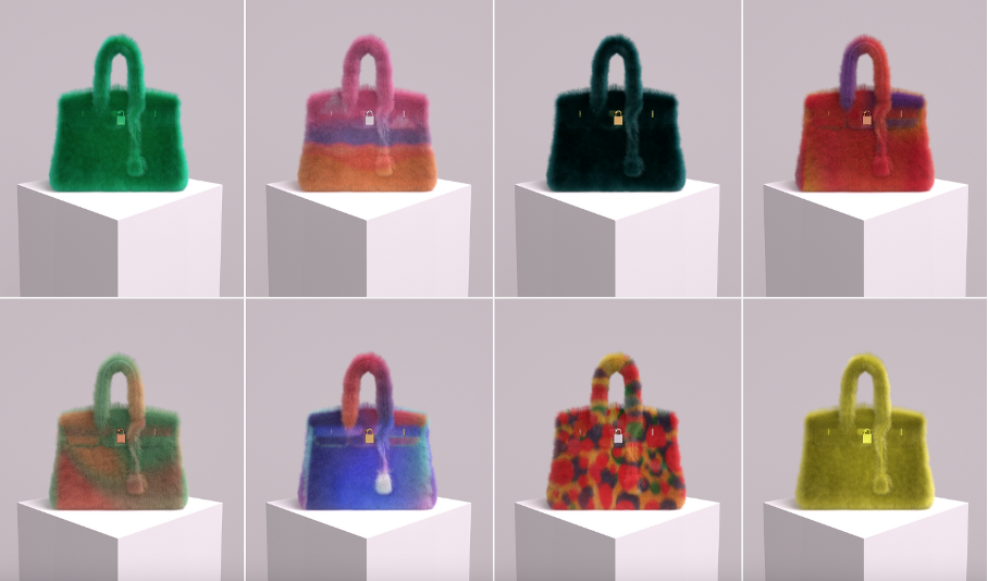 Photo montrant une collection virtuelle du sac Birkin d'Hermès