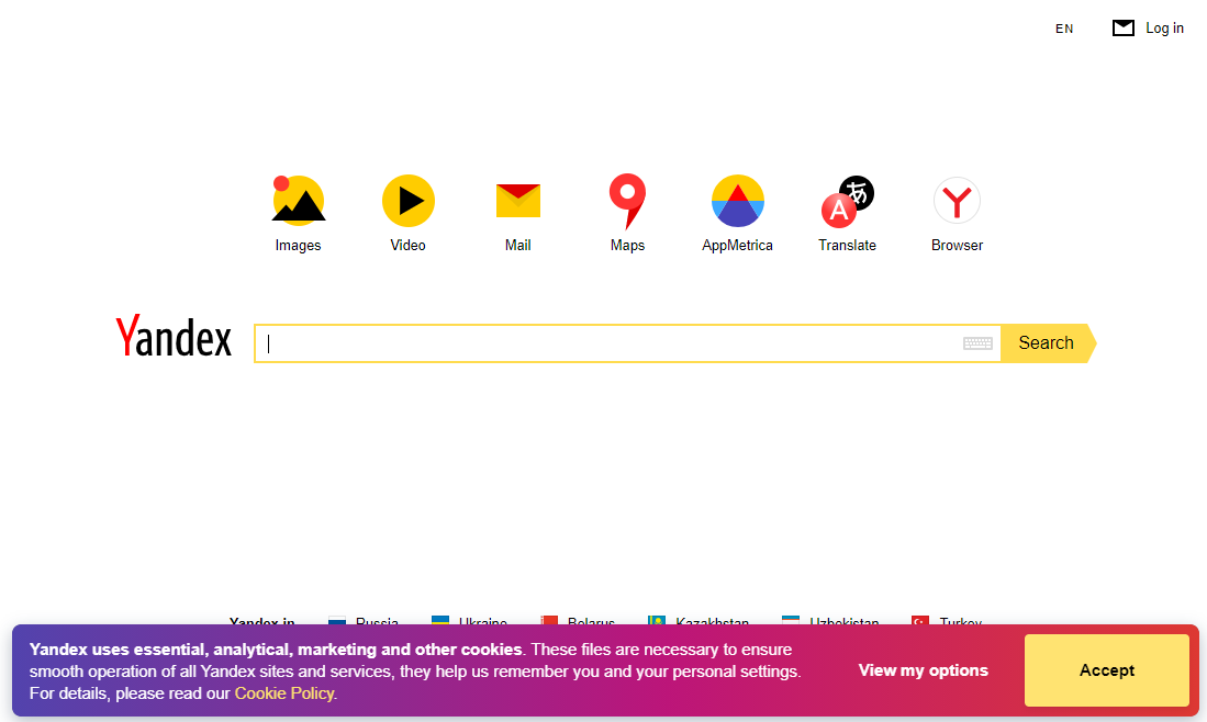 Yandex homepage